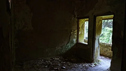 Light shines through the destroyed windows Stock Footage 267328063