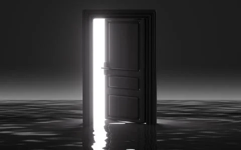 Light shines through the door. It represents new hopes, new job opportuniti.. Stock-Illustration