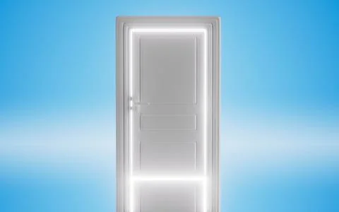 Light shines through the door. It represents new hopes, new job opportuniti.. Stock-Illustration