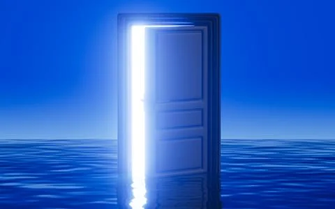 Light shines through the door. It represents new hopes, new job opportuniti.. Stock-Illustration
