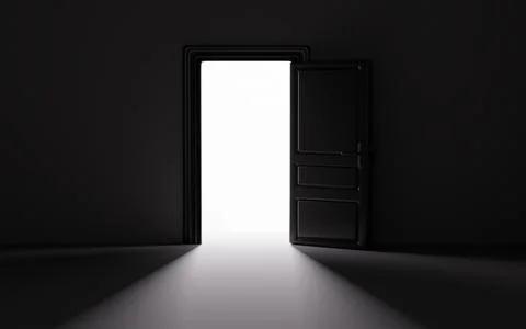 Light shines through the door. It represents new hopes, new job opportuniti.. Stock-Illustration