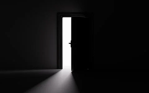 Light shines through the door. It represents new hopes, new job opportuniti.. Stock-Illustration