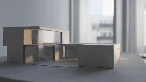 Light shines through a scale model Video stock 288992319