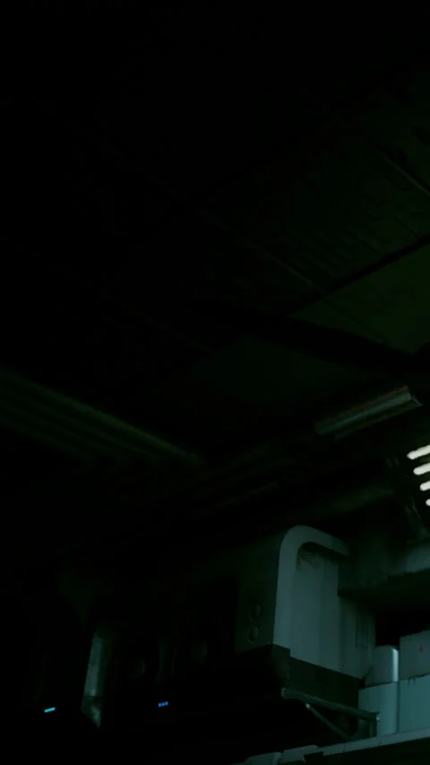 Light shines through ventilation in an industrial space at night Stock Footage 341263527