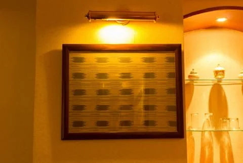 Light shining down on the wall. Stock Photos