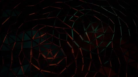 Light shining through a dark triangulated surface. 3D animation. Stock Footage 152111759