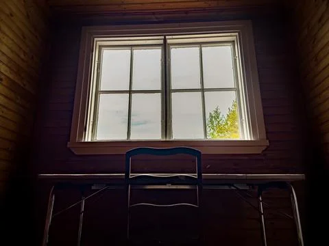 Light shining through the window to desk Stock Photos