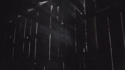 Light Shining Through Wood onto Falling Snow, Low Angle Slow Motion Stock-Footage 157508083