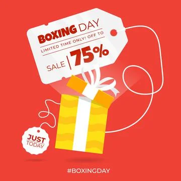 Light Shining Yellow Gift Box Boxing Day December 26th illustration on abstra Stock Illustration