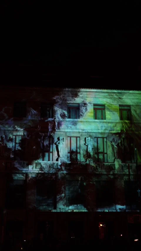 Light show on building vertical video Stock Footage 288042626
