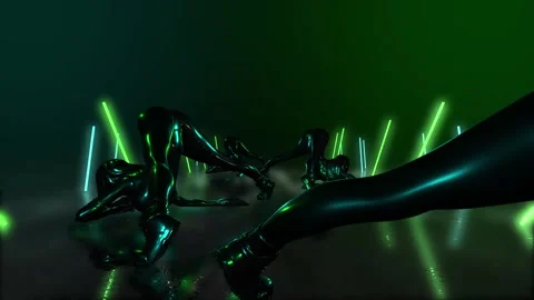 Light show. Dancing girl. Flexibility. Lots of dancers. Stock Footage 250767847