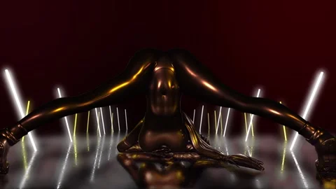 Light show. Dancing girl. Flexibility. Candid poses. Stock Footage 250767855