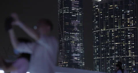Light Show Displayed on A Skyscraper in Hong Kong Stock Footage 282504788