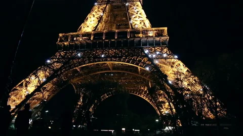 Light show on the Eiffel Tower in Paris Stock Footage 64104370