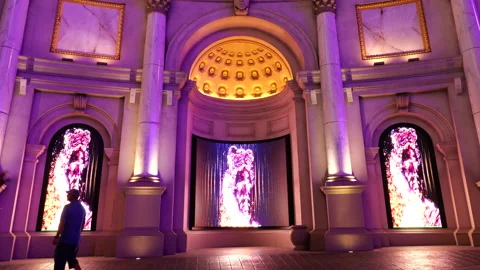 Light show facade at Caesars Palace at night. Las Vegas, Nevada, USA. Stock Footage 283372918