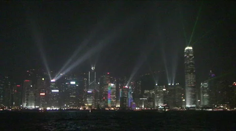 Light Show On Hong Kong Island Stock Footage