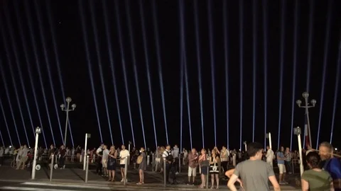 Light show in Paris during the night Stock Footage 94786375
