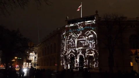 Light show in Riga Stock Footage 98707983