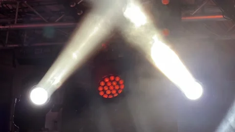 Light show on the stage with rays and smoke. Stock Footage 163219473