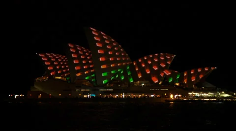 Light show on Sydney Opera House 库存影片 34259148