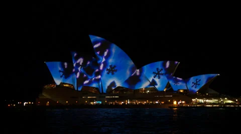 Light show on Sydney Opera House 库存影片 34259659