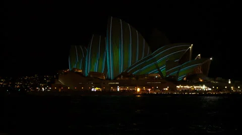 Light show on Sydney Opera House 库存影片 34260093