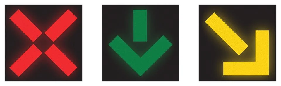 Light signals used in Switzerland - Usage of lanes Stock Illustration