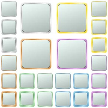 Light silver blank square metal button set Stockillustratie
