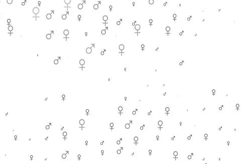 Light silver, gray vector pattern with gender elements. Stock Illustration