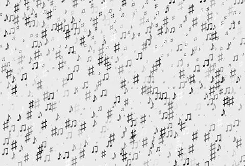 Light Silver, Gray vector pattern with music elements. 스톡 일러스트