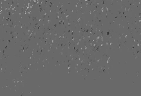 Light silver, gray vector pattern with gender elements. Stock Illustration