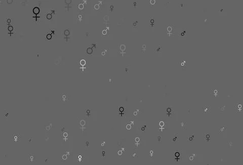 Light silver, gray vector pattern with gender elements. Stock Illustration