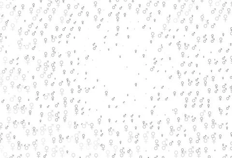 Light silver, gray vector pattern with gender elements. 스톡 일러스트