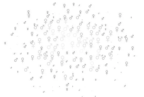 Light silver, gray vector pattern with gender elements. Illustrazione stock