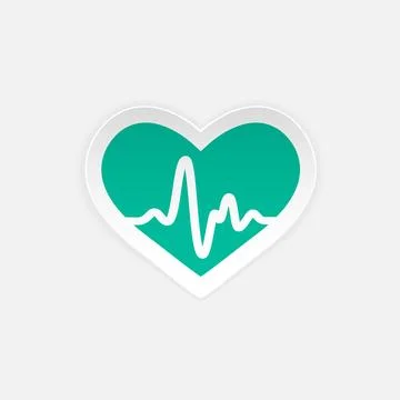 Light Simple Heart with Pulse Logo Stock Illustration