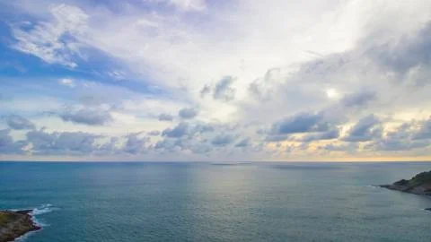 The light sky before sunset on the ocean Stock Photos