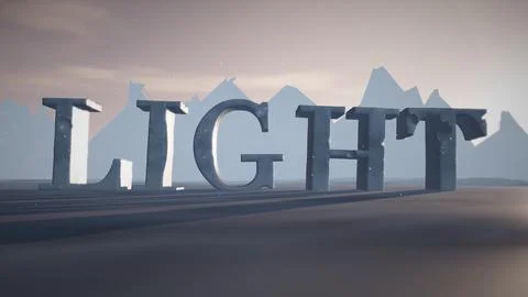 Light Snow-Capped 3D Ice Text on a Frozen Glacier Stock Illustration