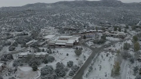 A light snow dusting over a desert landscape in New Mexico Stock Footage 167667707