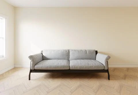 Light sofa in the interior, with free space on the wall. 3d rendering Stockillustratie