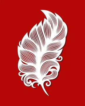 Light, soft, fluffy feather, graceful leaf.  Stock Illustration