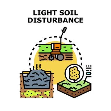 Light soil disturbance machine working vector concept Stock Illustration
