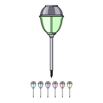 Light solar powered garden lamp cartoon vector graphic Stock Illustration