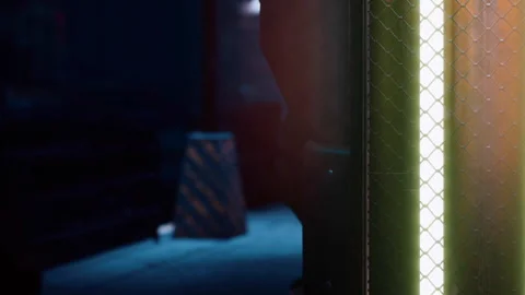 Light source in dark room with glowing features and shadows present Stock-Footage 345006545