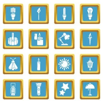 Light source icons set sapphirine square vector Stock Illustration