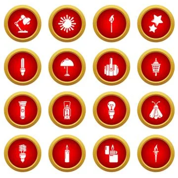 Light source icons set, simple style Stock Illustration