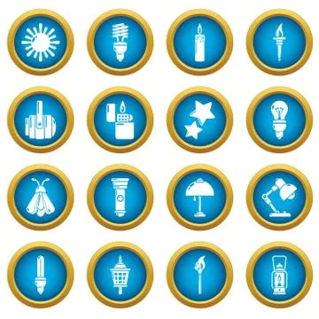 Light source icons set, simple style Stock Illustration