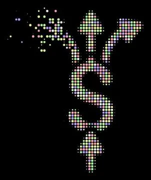 Light Sparkle Pixel Halftone Divide Payments Icon Stock Illustration