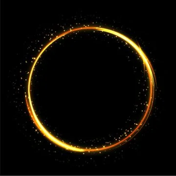 Light sparkling circle on black background. Fire ring glowing trace. Vector fire Stock Illustration