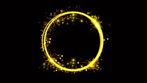 Light sparkling particles shape circle on black background. Stock Footage 155953480