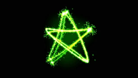 Light sparkling particles shape star on black background. Stock Footage 155953381